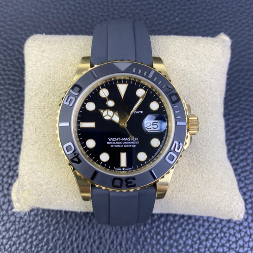 RLX Yacht-Master 42 in yellow gold with a black dial and Oysterflex bracelet