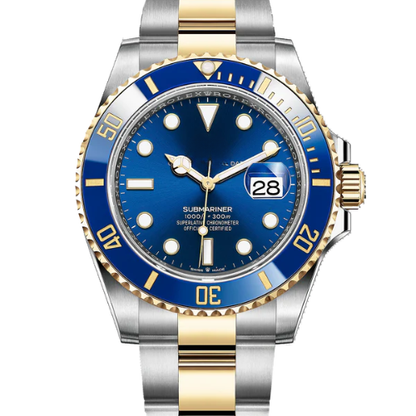 RLX Submariner Date 41, Two-Tone Yellow Gold & Stainless Steel, Blue Dial, Cerachrom Bezel